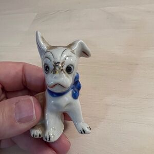 Vintage Puppy Dog with Bug on Nose Figurine Occupied Japan Ceramics